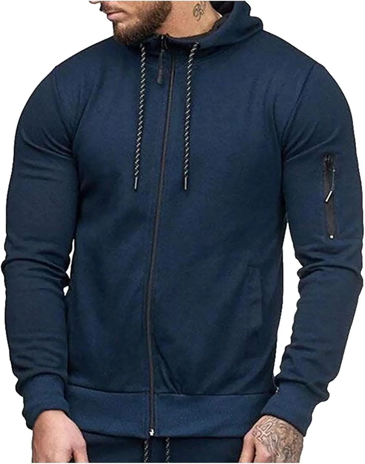 DuDubaby Long Sleeve Sweatshirt For Men Casual Camouflage Sports Sweatshirt Long Sleeve Zipper Hooded Jacket Coat