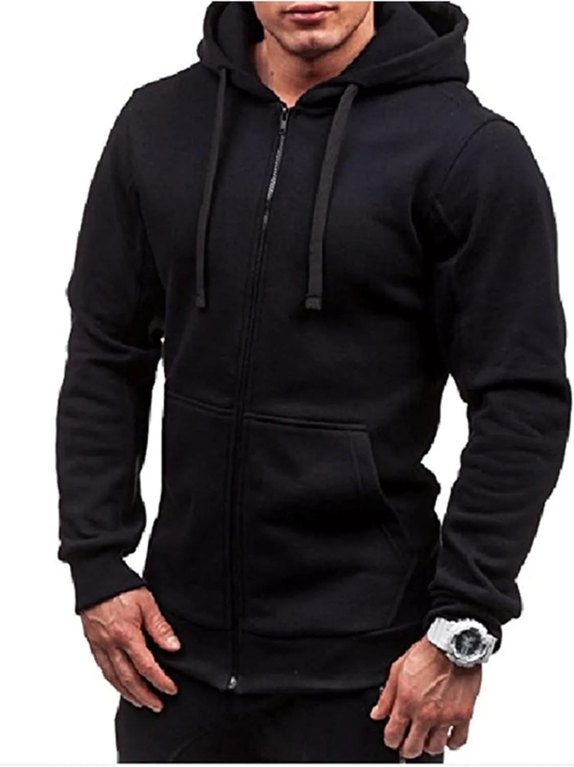DuDubaby Men Long Sleeve Top Casual Camouflage Sports Sweatshirt Long Sleeve Zipper Hooded Jacket Coat
