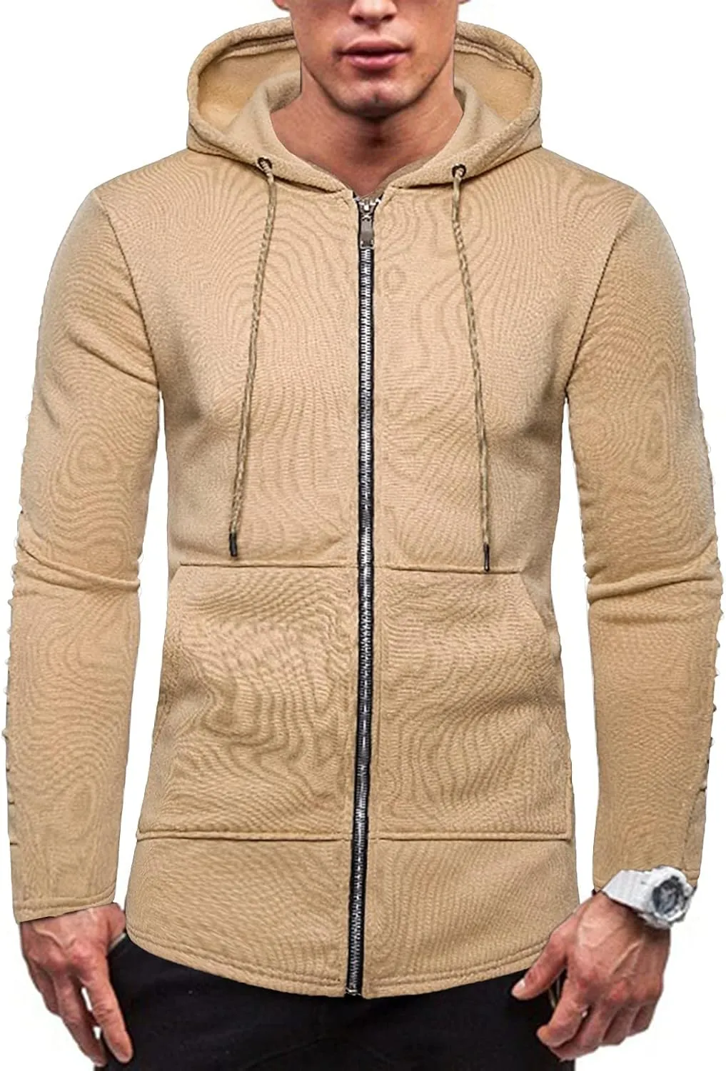 DuDubaby Men Long Sleeve Top Casual Camouflage Sports Sweatshirt Long Sleeve Zipper Hooded Jacket Coat