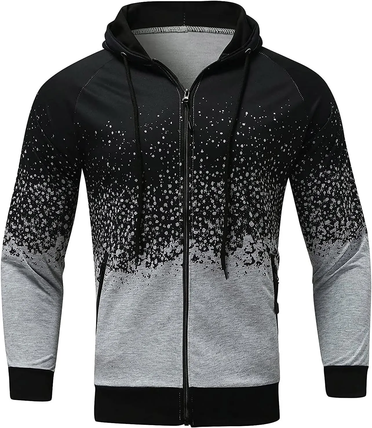 DuDubaby Mens Long Sleeve Hoodie Casual Camouflage Sports Sweatshirt Long Sleeve Zipper Hooded Jacket Coat