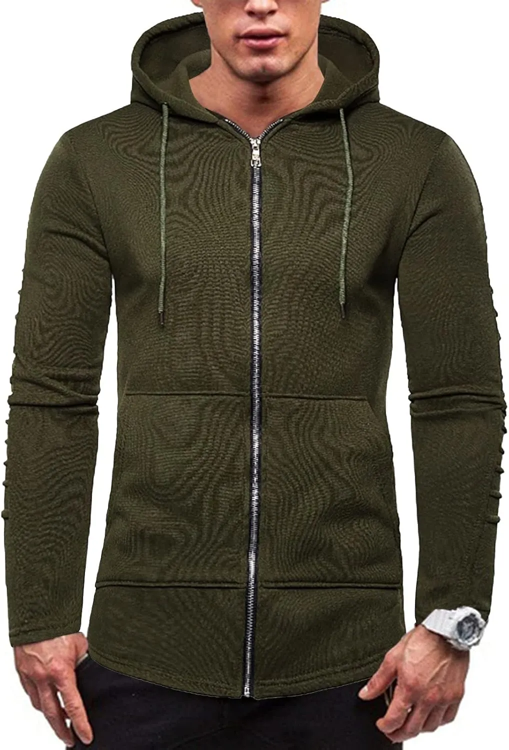 DuDubaby Mens Long Sleeve Hoodie Casual Camouflage Sports Sweatshirt Long Sleeve Zipper Hooded Jacket Coat