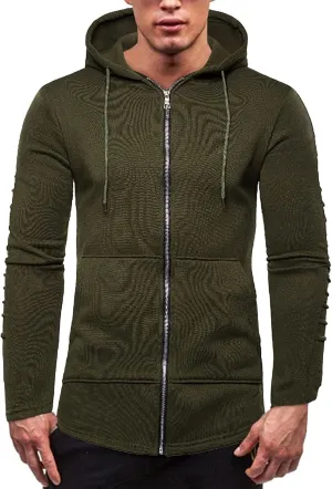 DuDubaby Mens Long Sleeve Hoodie Casual Camouflage Sports Sweatshirt Long Sleeve Zipper Hooded Jacket Coat