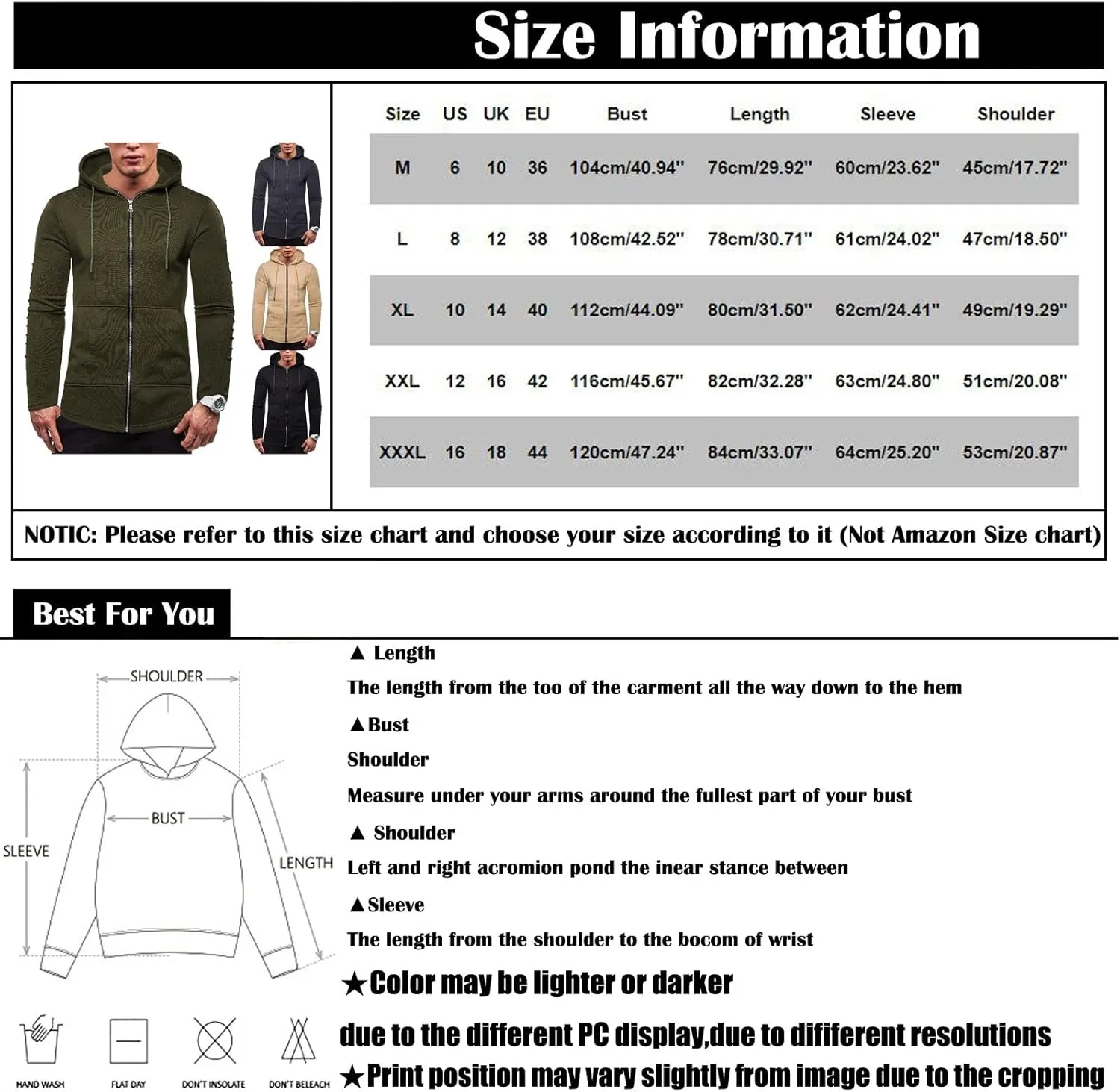 DuDubaby Mens Long Sleeve Hoodie Casual Camouflage Sports Sweatshirt Long Sleeve Zipper Hooded Jacket Coat