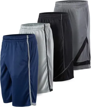 Essential Elements 4 Pack: Men's Dry-Fit Sweat Resistant Active Athletic Performance Shorts