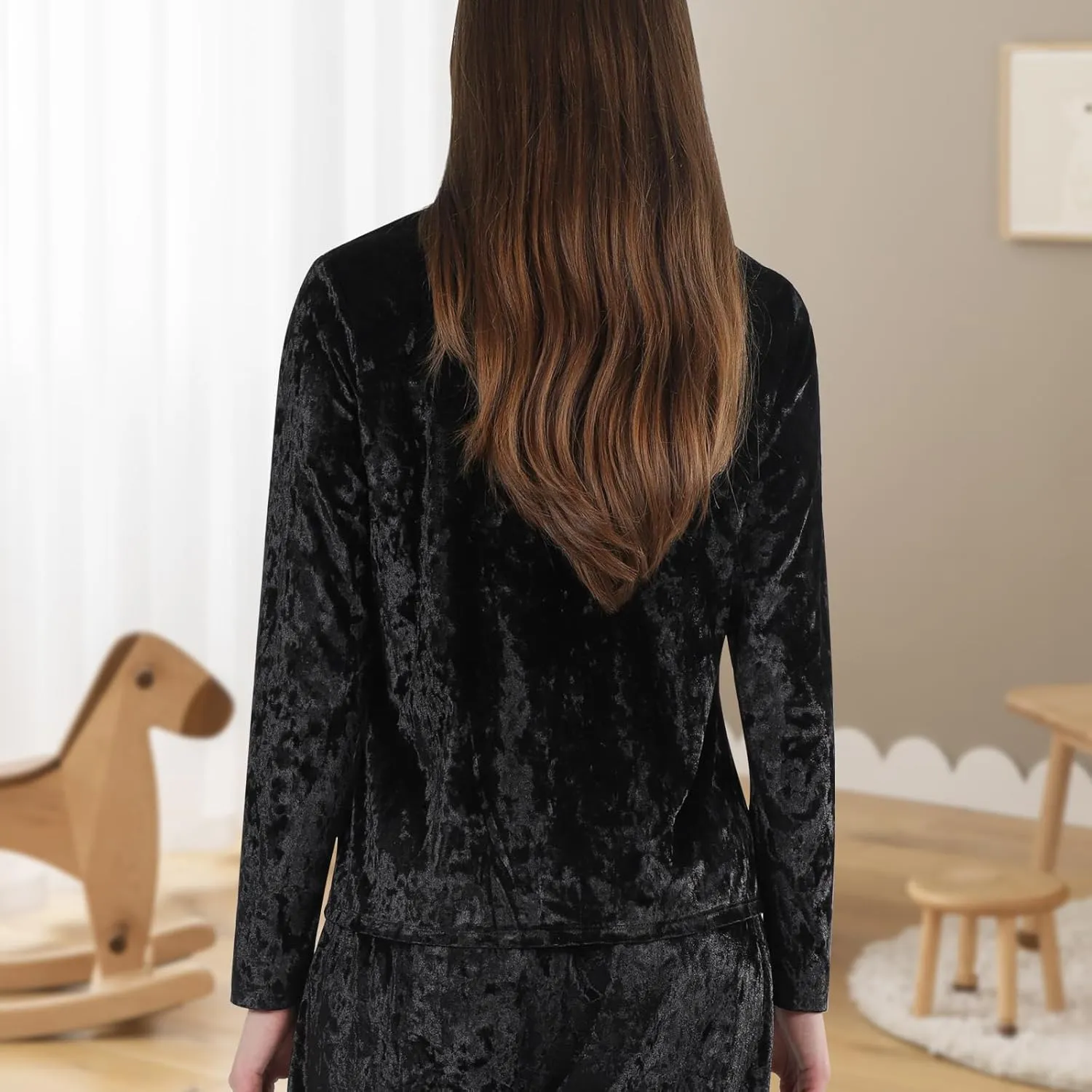 ESTAMICO Women Comfy Sleepwear Long Sleeve Pajamsa Tops