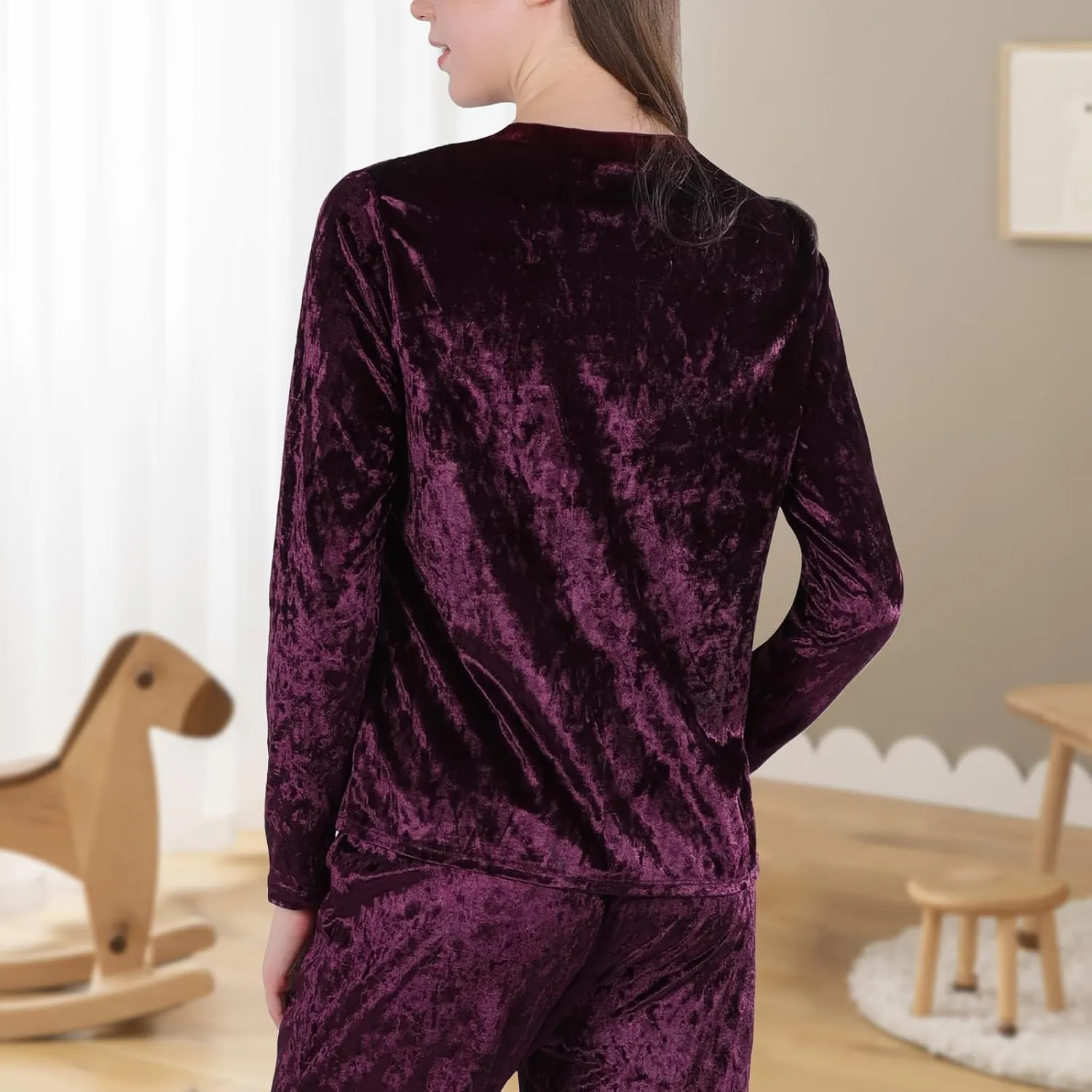 ESTAMICO Women Comfy Sleepwear Long Sleeve Pajamsa Tops