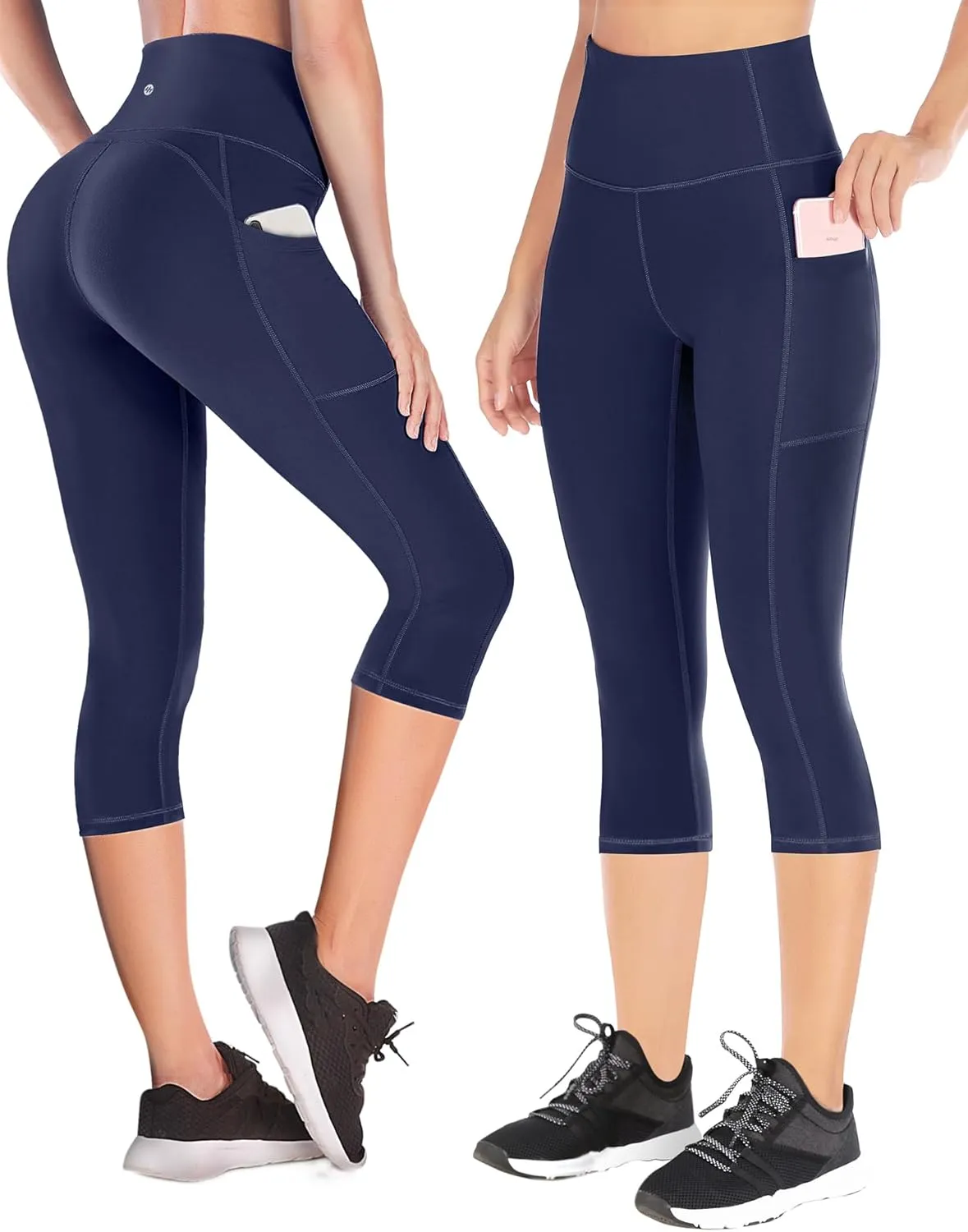 Ewedoos Womens Yoga Pants with Pockets Capri Leggings for Women Tummy Control Workout Leggings Compression Capris Pants