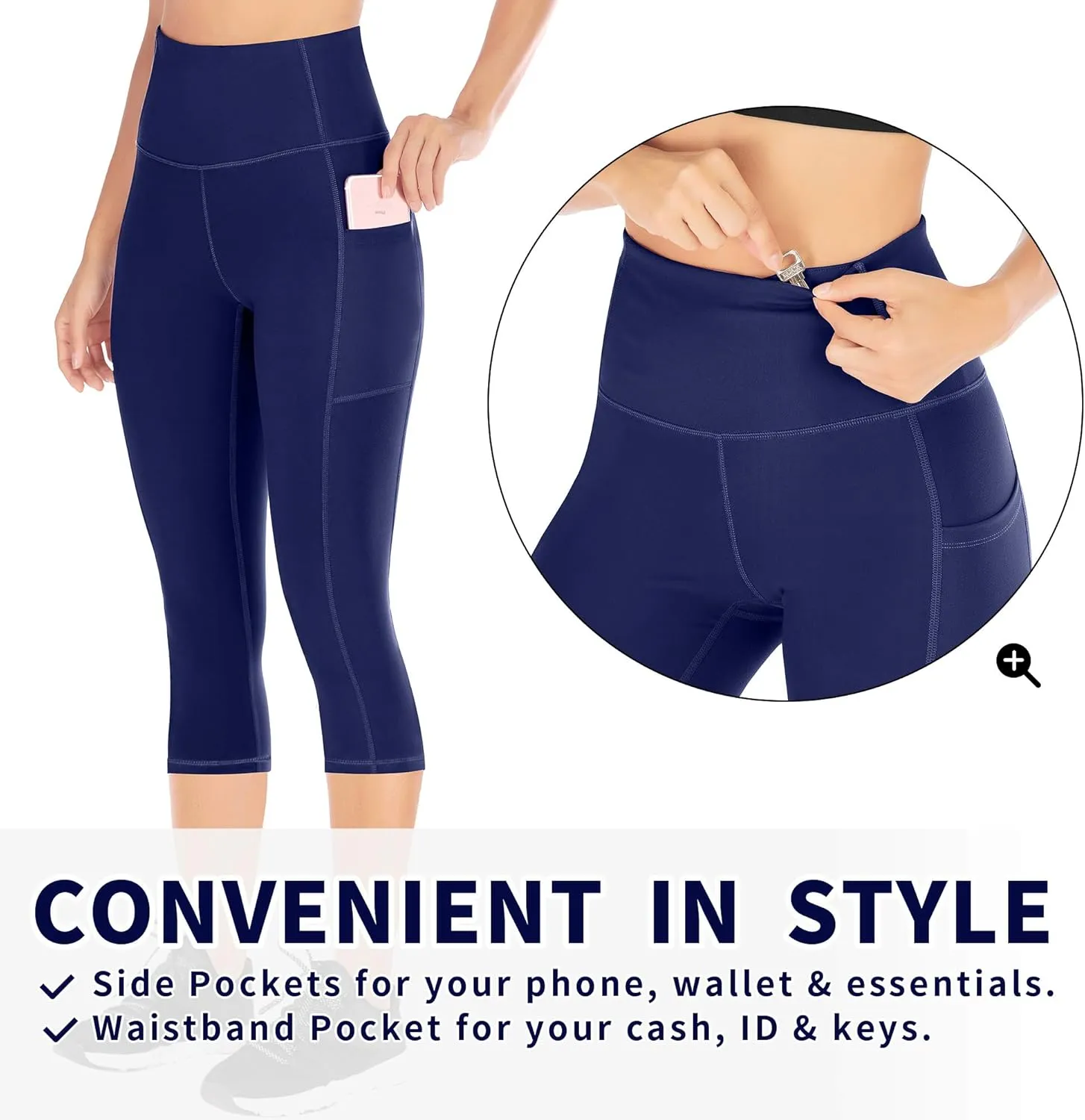 Ewedoos Womens Yoga Pants with Pockets Capri Leggings for Women Tummy Control Workout Leggings Compression Capris Pants