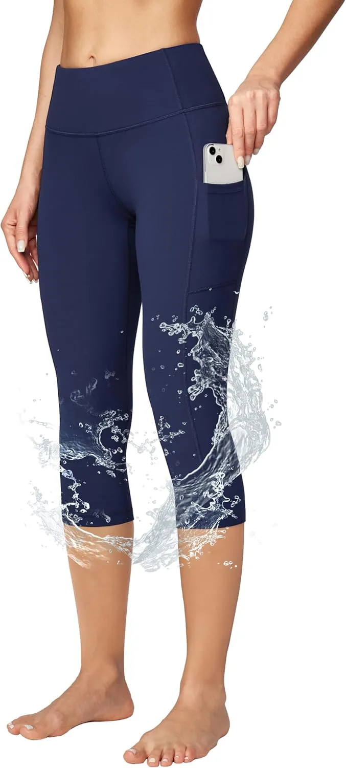 Ewedoos Womens Yoga Pants with Pockets Capri Leggings for Women Tummy Control Workout Leggings Compression Capris Pants