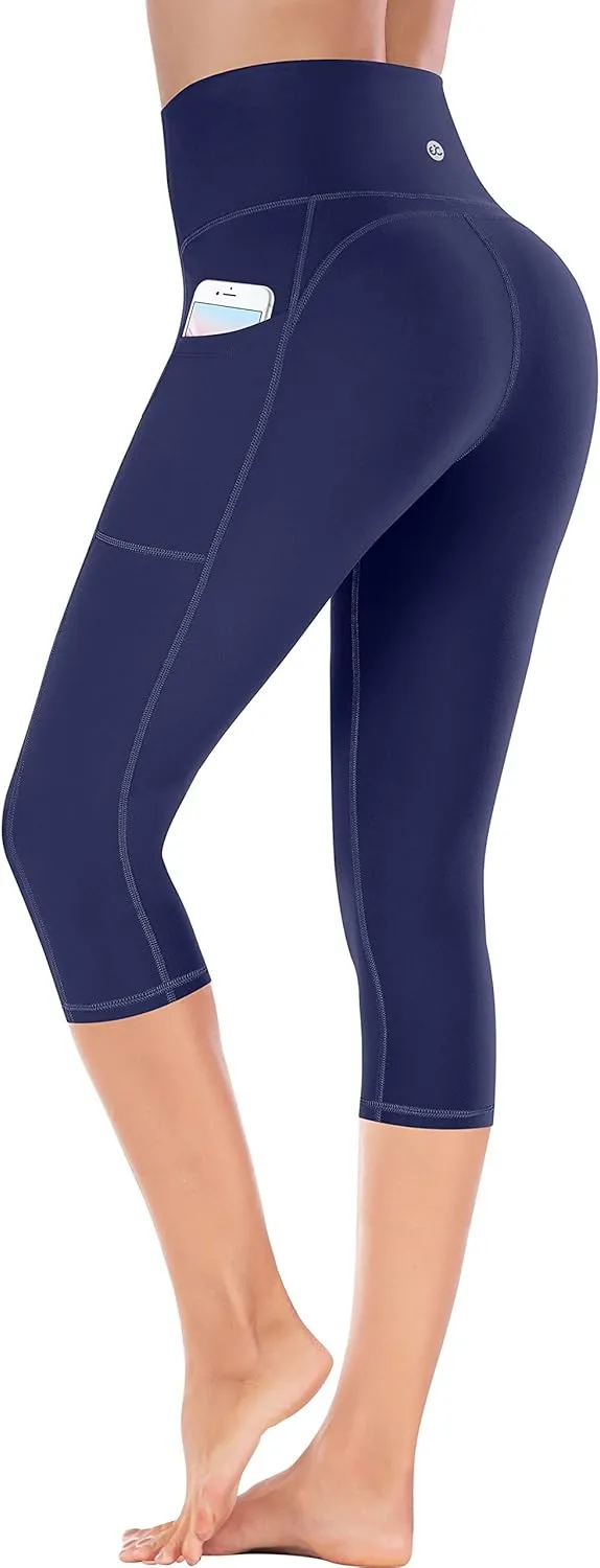 Ewedoos Womens Yoga Pants with Pockets Capri Leggings for Women Tummy Control Workout Leggings Compression Capris Pants