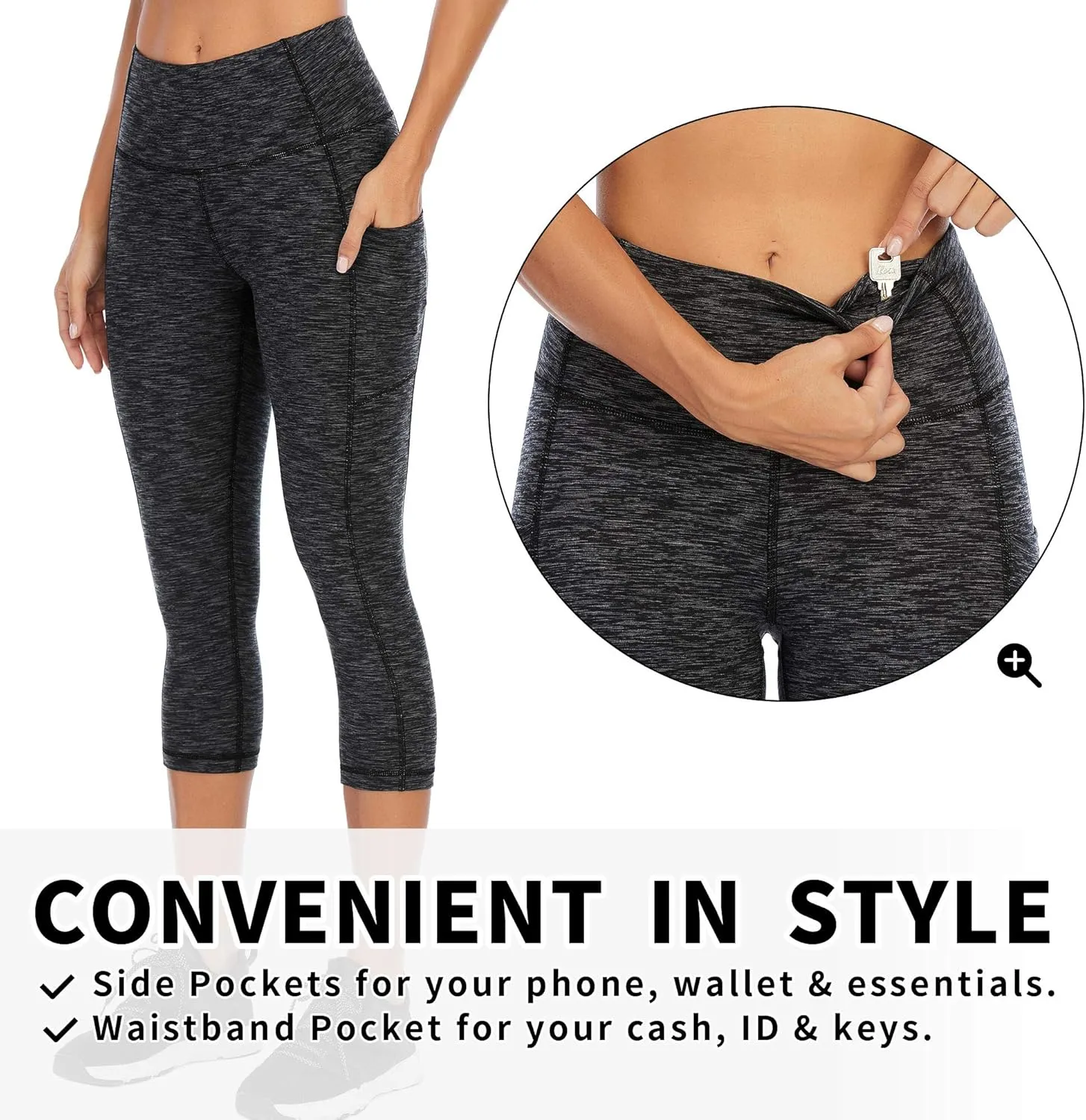 Ewedoos Womens Yoga Pants with Pockets Capri Leggings for Women Tummy Control Workout Leggings Compression Capris Pants