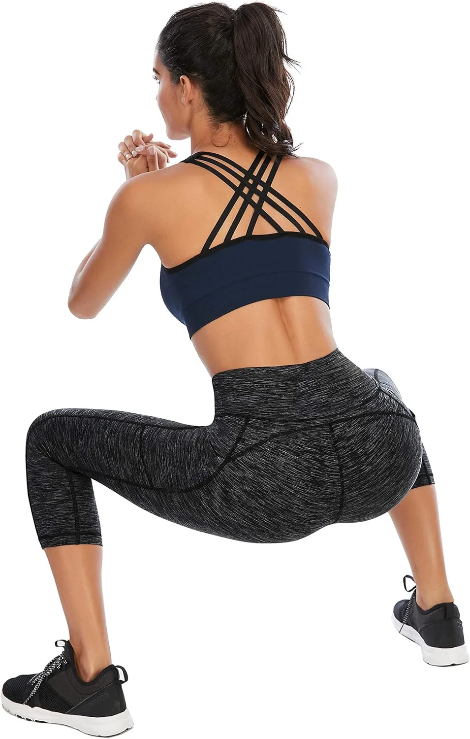Ewedoos Womens Yoga Pants with Pockets Capri Leggings for Women Tummy Control Workout Leggings Compression Capris Pants
