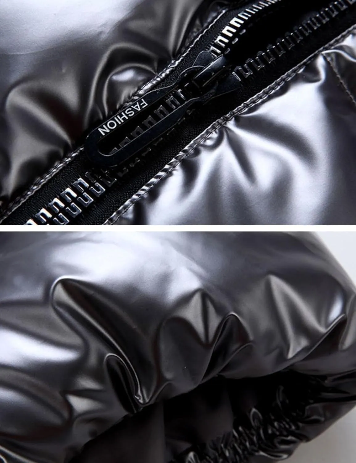 FindThy Women’s Shiny Puffer Down Vest Quilted Zip Up Hat Collar Pocketed Sleeveless Jacket
