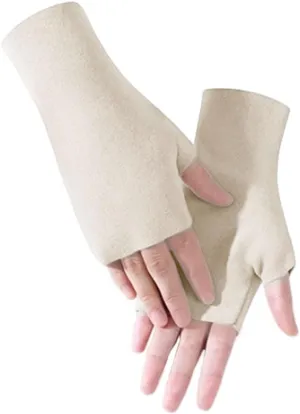 Fine Velvet Half Finger Gloves,Touchscreen Driving Typing Phone Stretchy Cotton Knit Mittens for Women Man