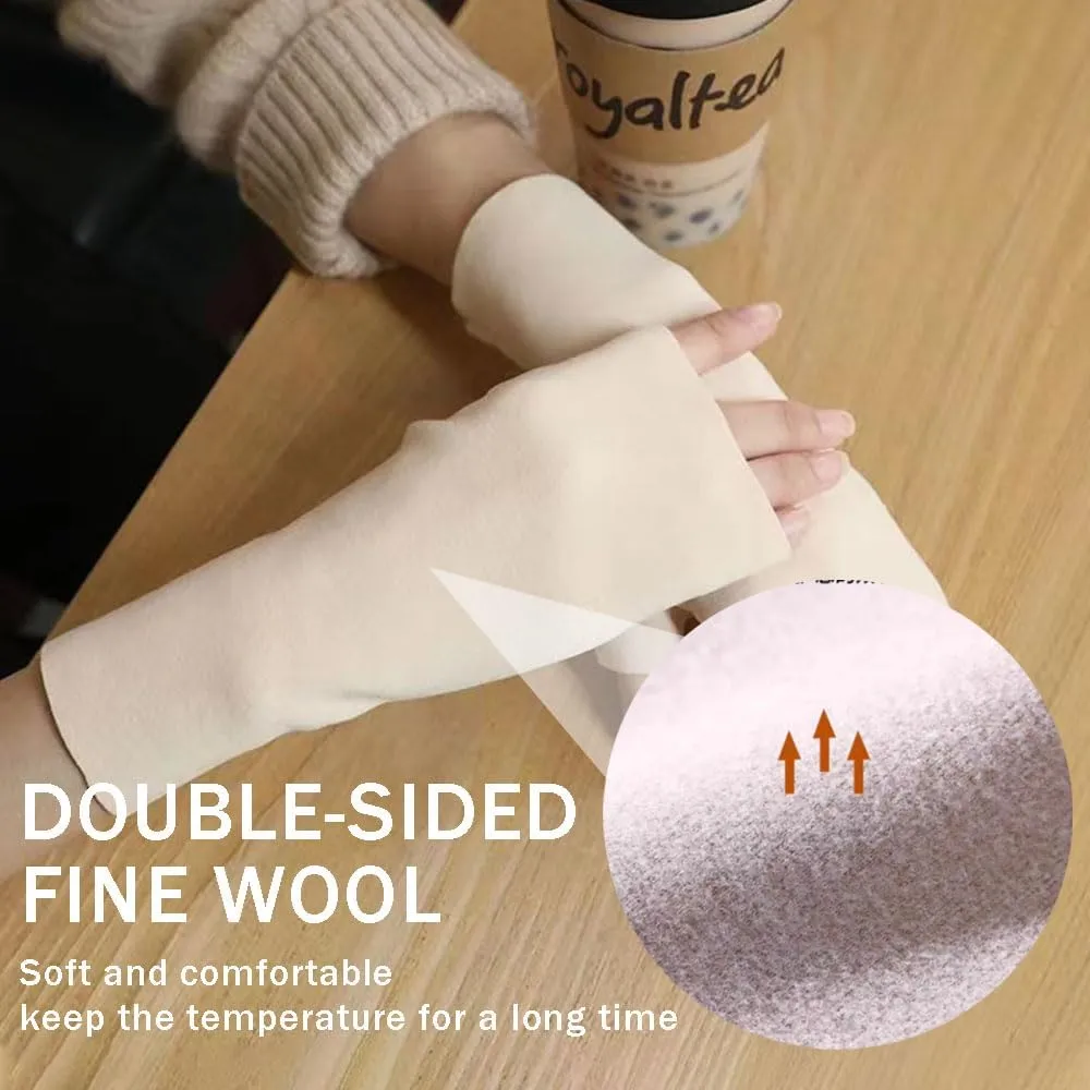 Fine Velvet Half Finger Gloves,Touchscreen Driving Typing Phone Stretchy Cotton Knit Mittens for Women Man
