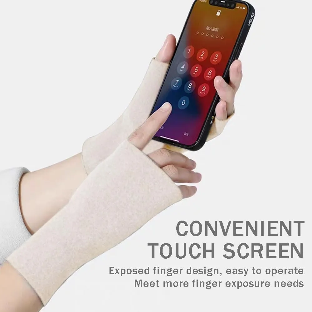 Fine Velvet Half Finger Gloves,Touchscreen Driving Typing Phone Stretchy Cotton Knit Mittens for Women Man