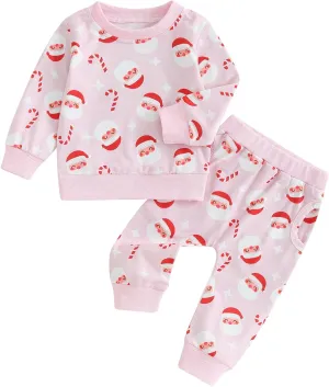 FIOMVA St Patricks Day Baby Boy Girl Outfit Infant Shamrock Print Sweatshirts Pants Set Toddler Cute Top Suit Clothes