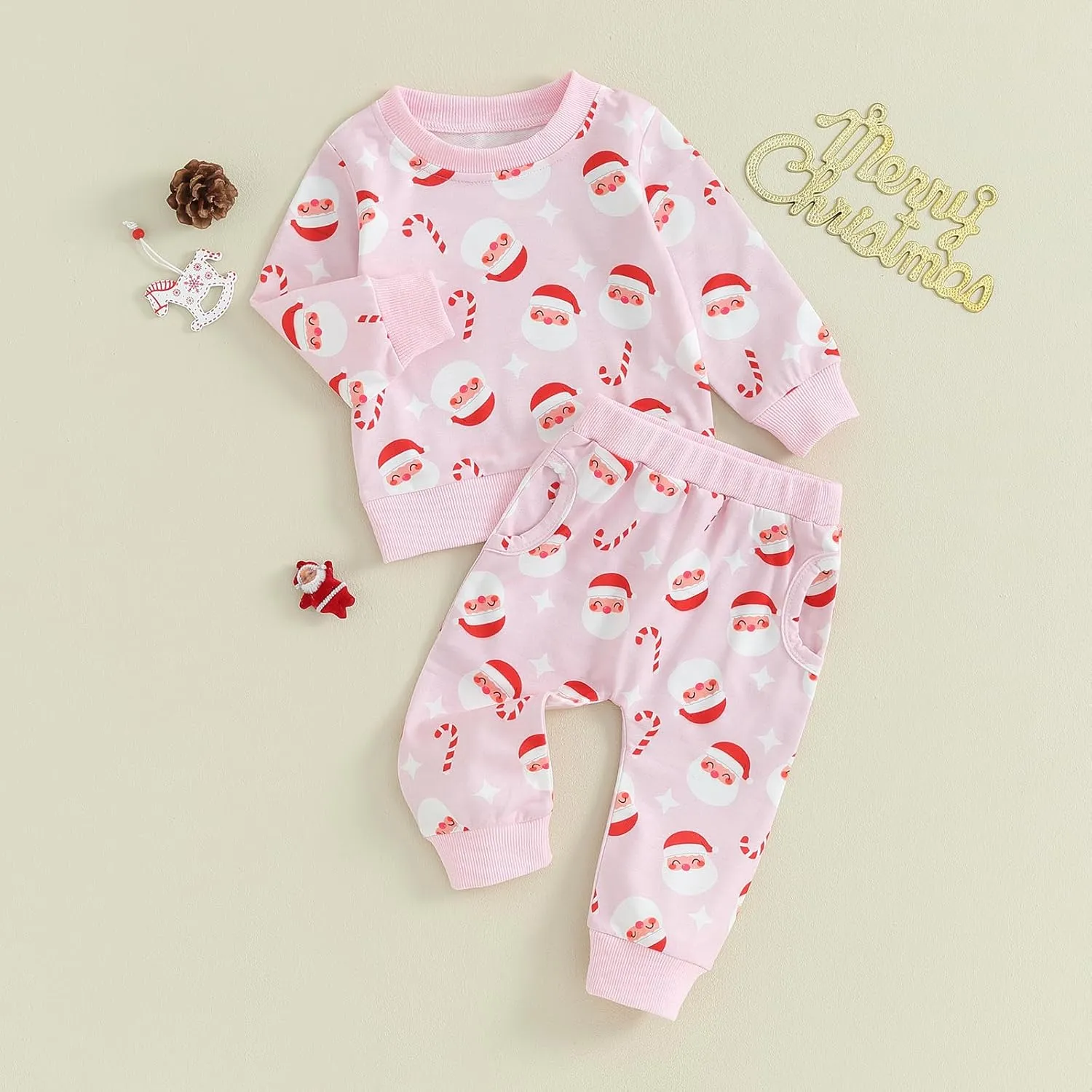 FIOMVA St Patricks Day Baby Boy Girl Outfit Infant Shamrock Print Sweatshirts Pants Set Toddler Cute Top Suit Clothes