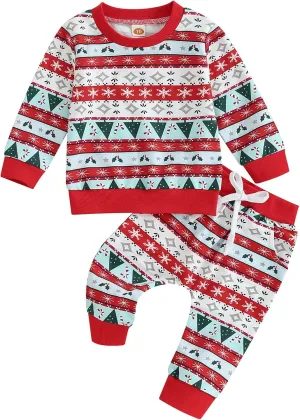FIOMVA St Patricks Day Baby Boy Girl Outfit Infant Shamrock Print Sweatshirts Pants Set Toddler Cute Top Suit Clothes
