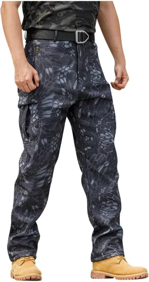Fleece Lined Cargo Pants for Men Waterproof Ripstop Tactical Pants with Multi Pockets Outdoor Work Hiking Pants Wide Leg Cargo Pants Cargo Joggers Cargo Pantalones Cargo Tactical Clothes