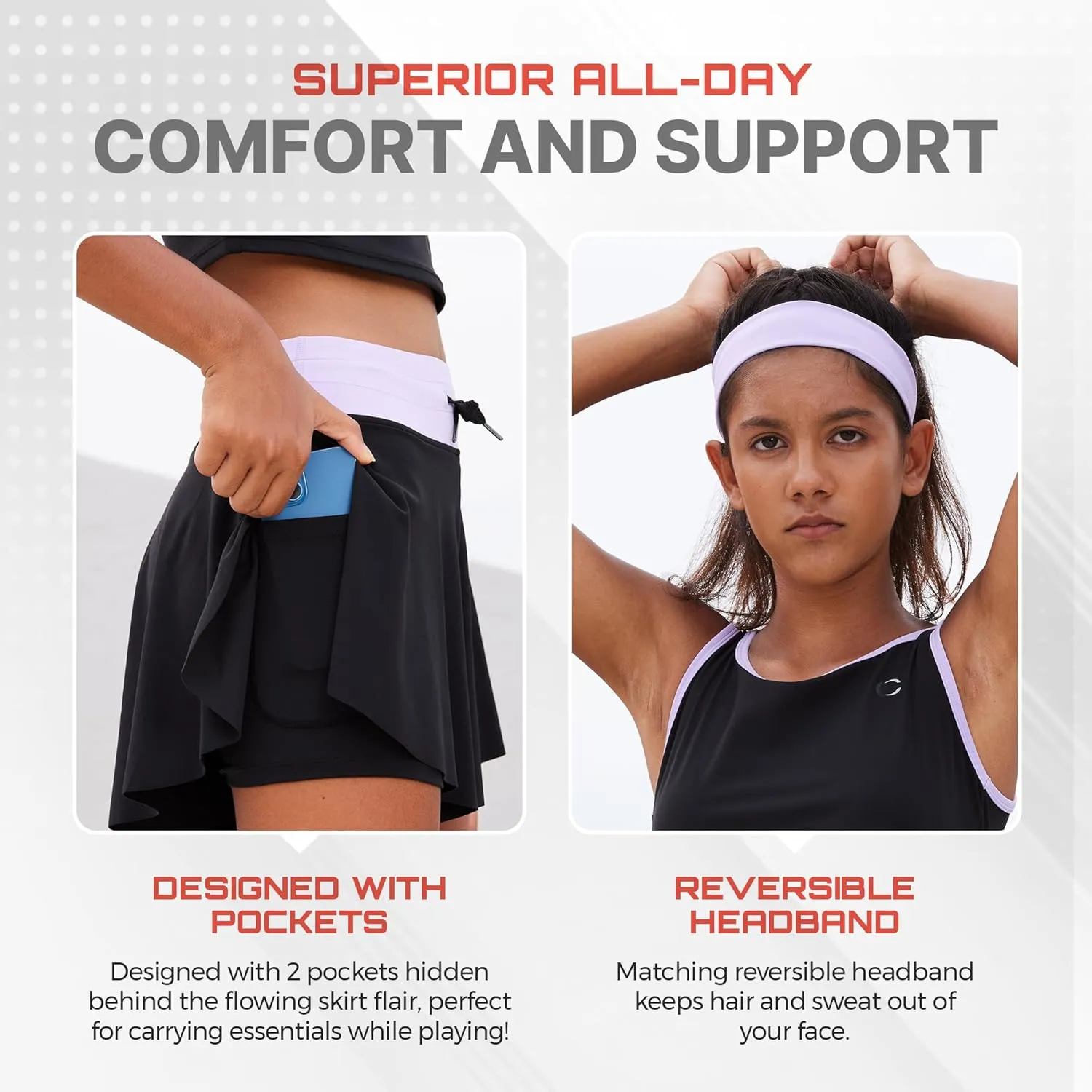 Flowy Girls Butterfly Shorts Skirts w/Pockets & Athletic Sleeveless Tank Tops, Dance Tennis Cheer Running (5pc Set)