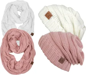 Funky Junque Premium Slouchy Beanie & Infinity Scarf Set - Mothers Day Gift - Warm Winter Bundle