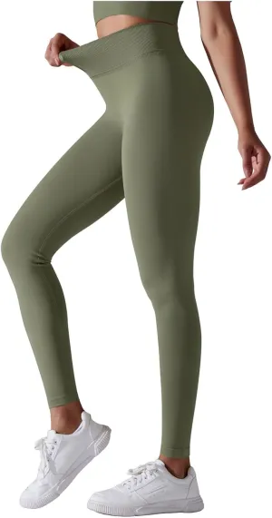 FZVYD High Waisted Leggings for Women Full Length Capri Soft Yoga Pants for Workout Athletic High Waist Tummy Control Tights