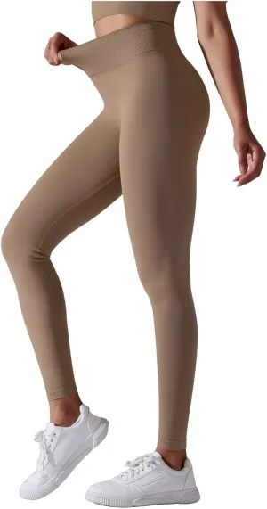 FZVYD High Waisted Leggings for Women Full Length Capri Soft Yoga Pants for Workout Athletic High Waist Tummy Control Tights