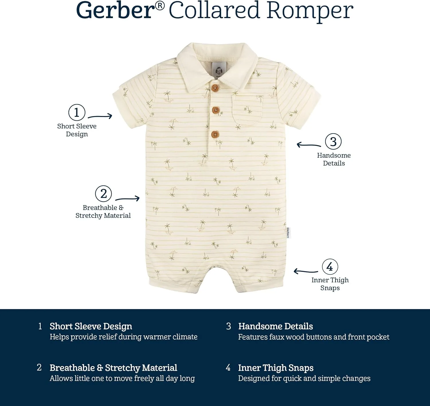Gerber Baby Boys' Cotton Polo Romper