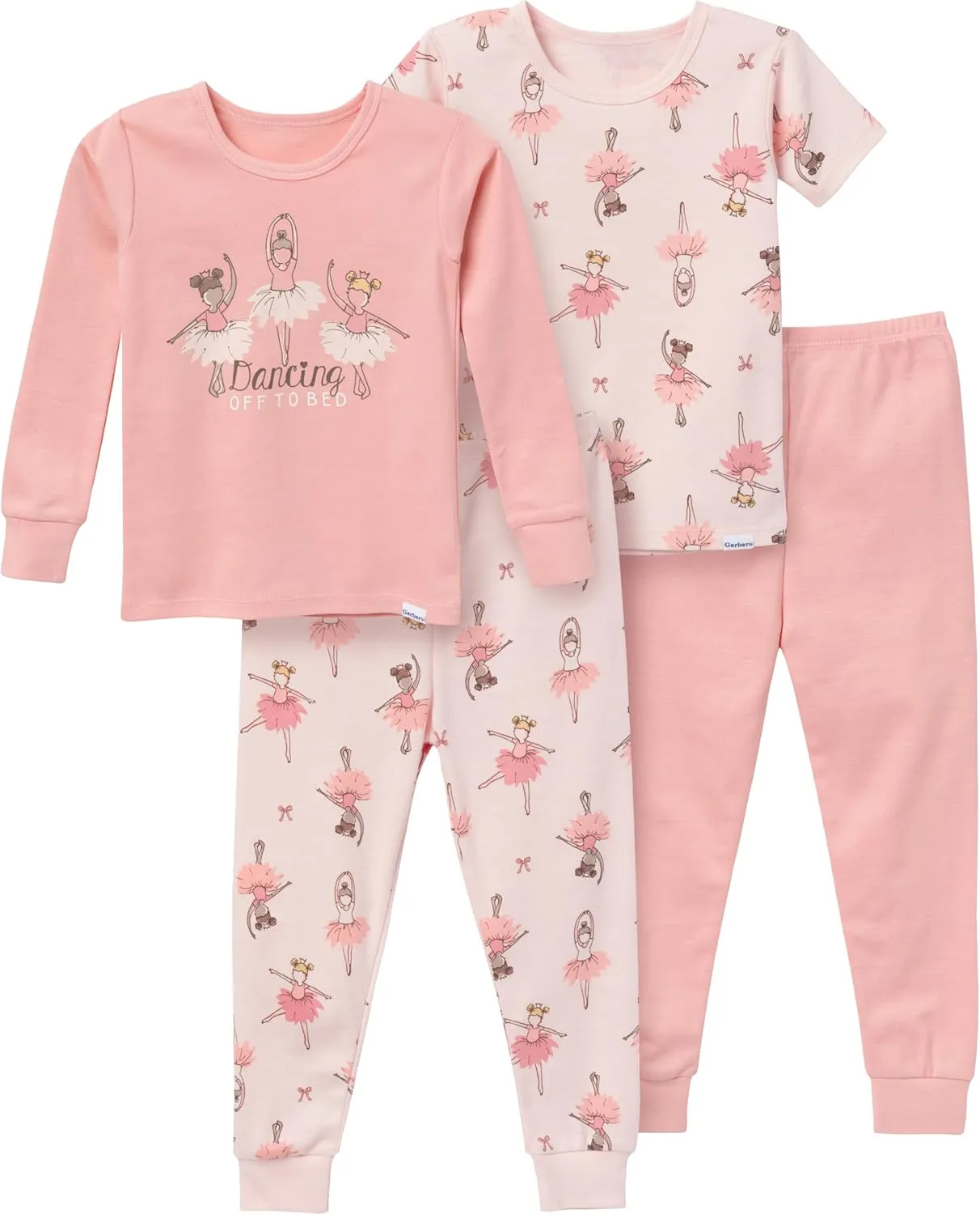 Gerber Baby Girls' Toddler Snug Fit 4-Piece Pajama Set
