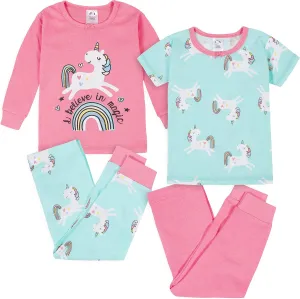 Gerber Baby Girls' Toddler Snug Fit 4-Piece Pajama Set