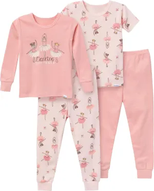 Gerber Baby Girls' Toddler Snug Fit 4-Piece Pajama Set