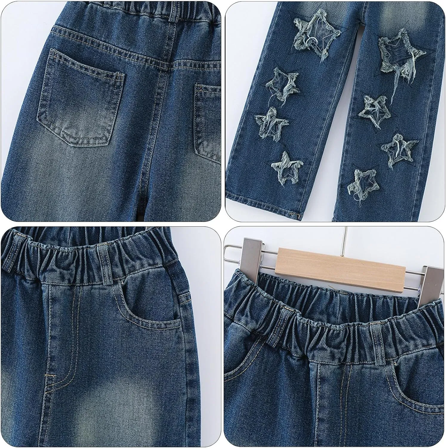 Girls Baggy Jeans Streetwear Denim Cargo Pants High Waist Casual Wide Leg Pants with Multi Pockets 4-16 Years
