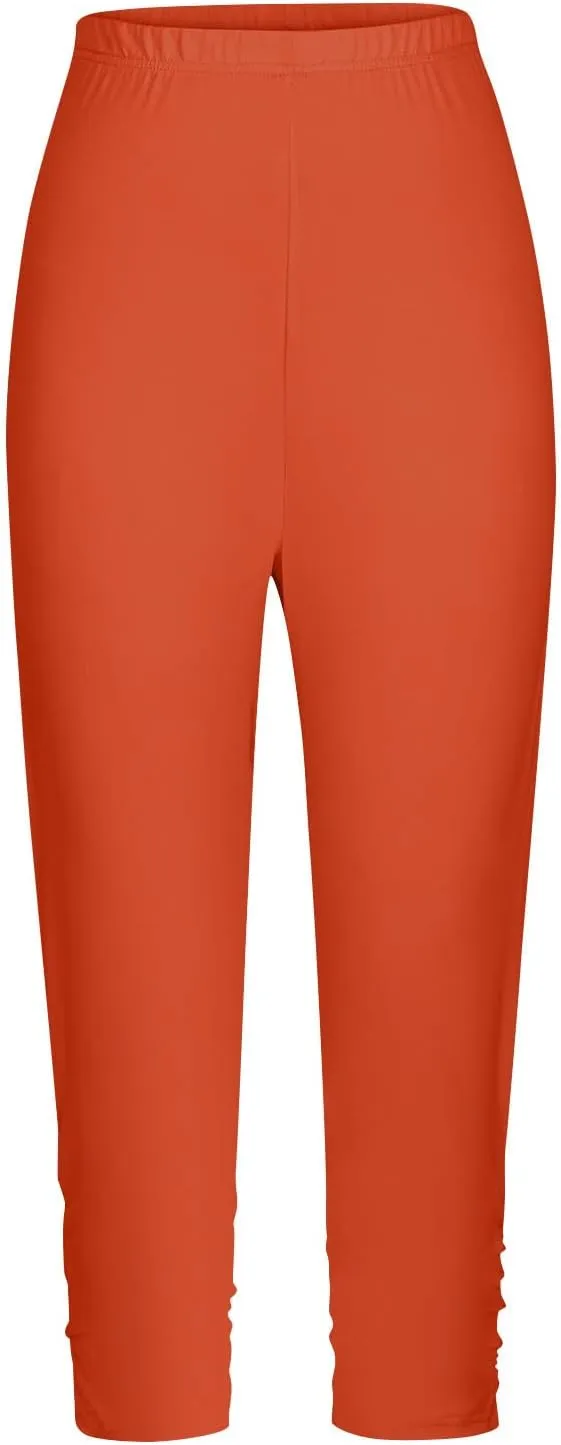 Girls Capri Leggings High Waist Yoga Pants Stretch Slimming Legging Comfy Cropped Pants Kids Summer Workout Tights