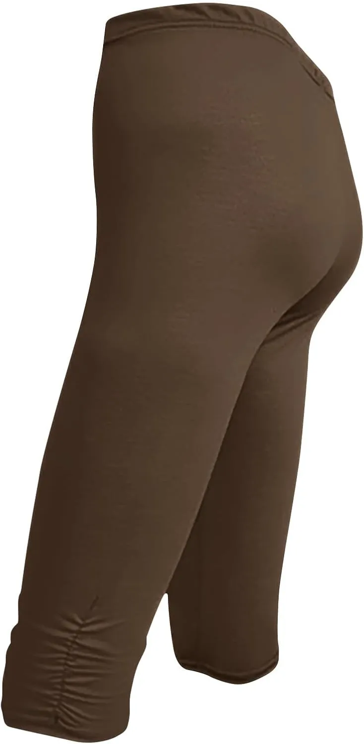 Girls Capri Leggings High Waist Yoga Pants Stretch Slimming Legging Comfy Cropped Pants Kids Summer Workout Tights