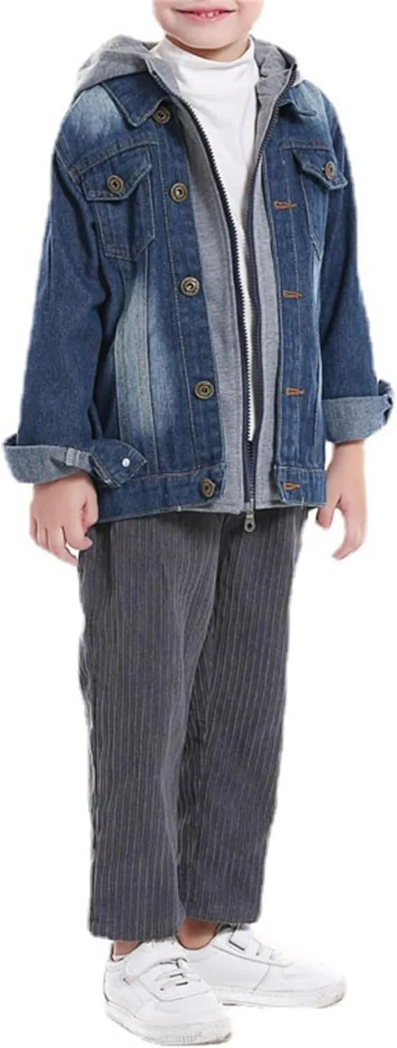 Girls Denim Jackets, Basic Oversized Jean Jacket for Girls Fall Outwear Button Down Trucker Jacket