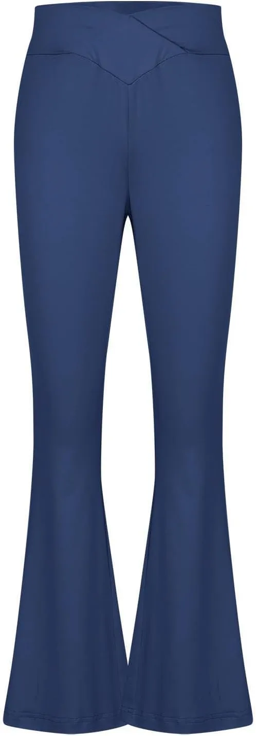 Girls Flare Leggings Cross High Waisted Yoga Pants Bootcut Leggings Kids Stretch Dance Bell Bottoms with Pockets Soft