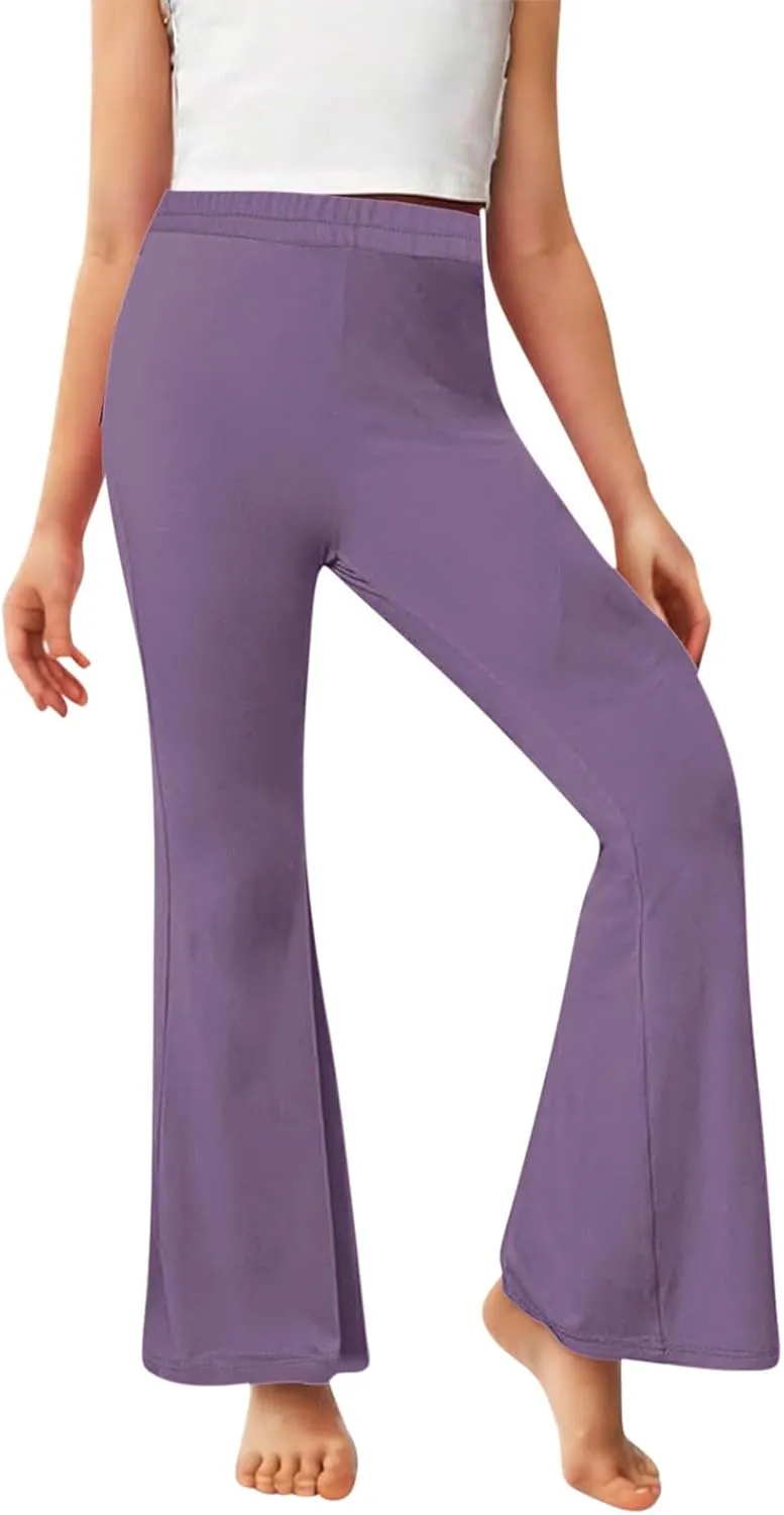 Girls Leggings Casual High Waisted Flare Pants Kids Stretch Workout Yoga Leggings Dance School Uniforms 2-13 Years