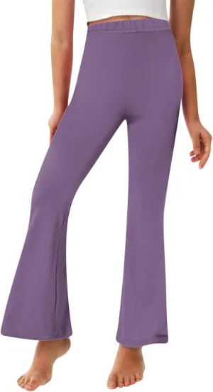Girls Leggings Casual High Waisted Flare Pants Kids Stretch Workout Yoga Leggings Dance School Uniforms 2-13 Years