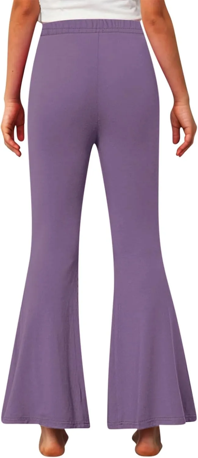 Girls Leggings Casual High Waisted Flare Pants Kids Stretch Workout Yoga Leggings Dance School Uniforms 2-13 Years