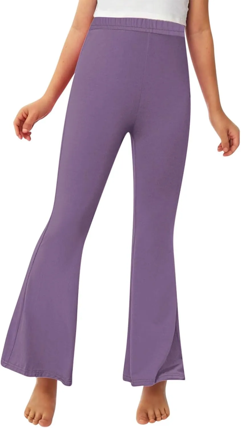 Girls Leggings Casual High Waisted Flare Pants Kids Stretch Workout Yoga Leggings Dance School Uniforms 2-13 Years