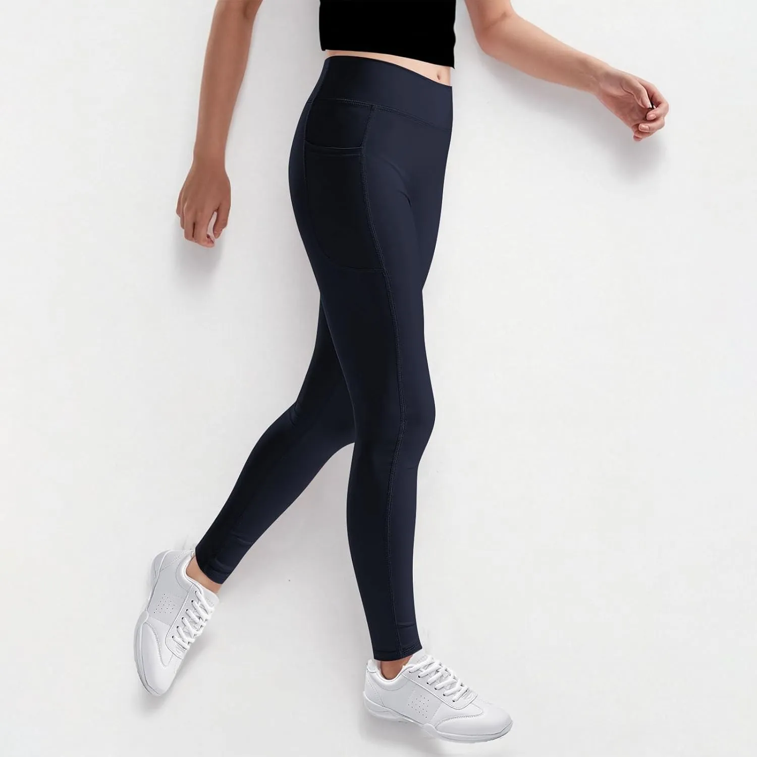 Girls Leggings Casual Seamless High Waisted Stretch Tights Dance Yoga Pants Kids Leggings with Pockets 5-12 Years