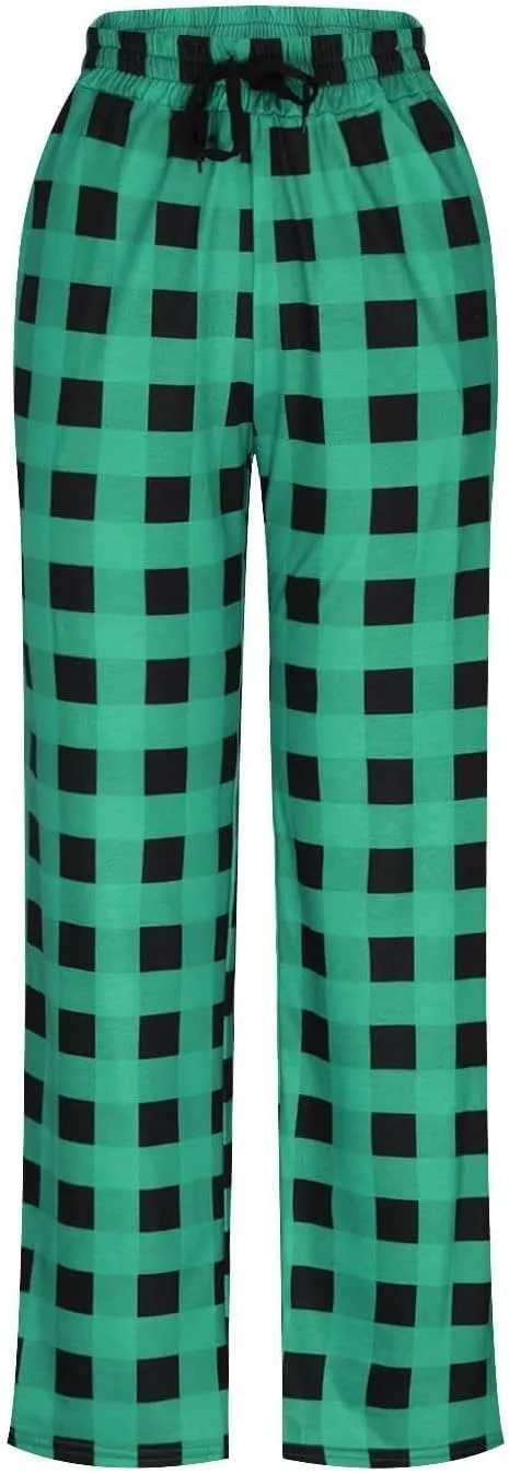 GOFULY Pajama Pants Men Soft Plaid Sleep Lounge Pants Elastic Waist Drawstring Pants Baggy Sleepwear Pants With Pockets