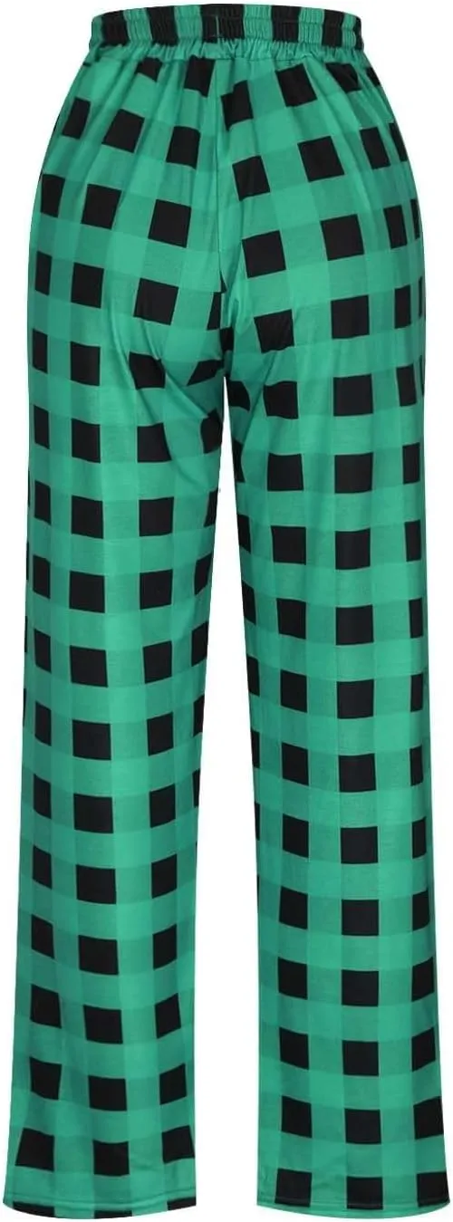 GOFULY Pajama Pants Men Soft Plaid Sleep Lounge Pants Elastic Waist Drawstring Pants Baggy Sleepwear Pants With Pockets