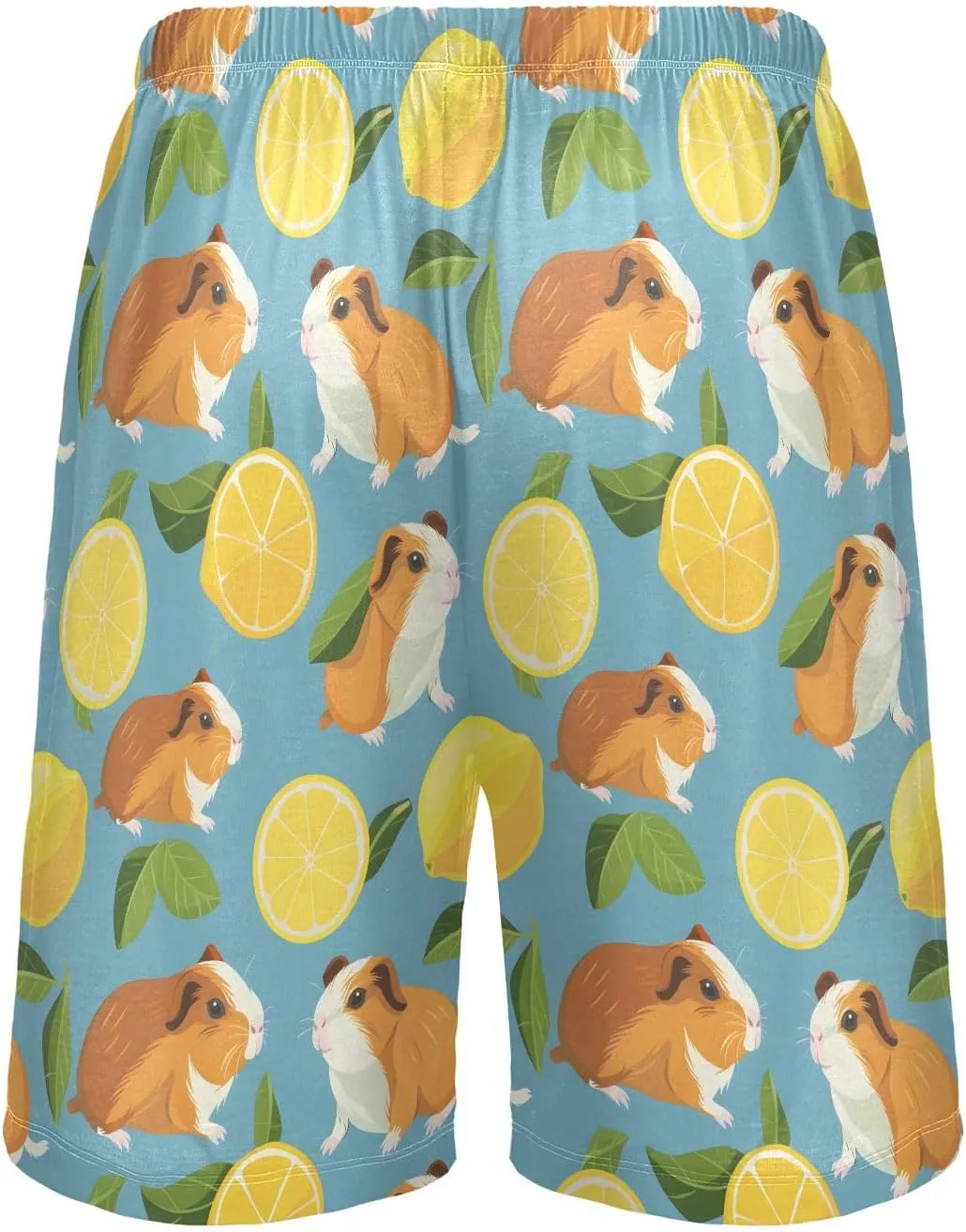 Guinea Pig Lemon Mens Pajama Shorts Soft Pants Lounge Sleepwear Bottoms with Drawstring & Pockets