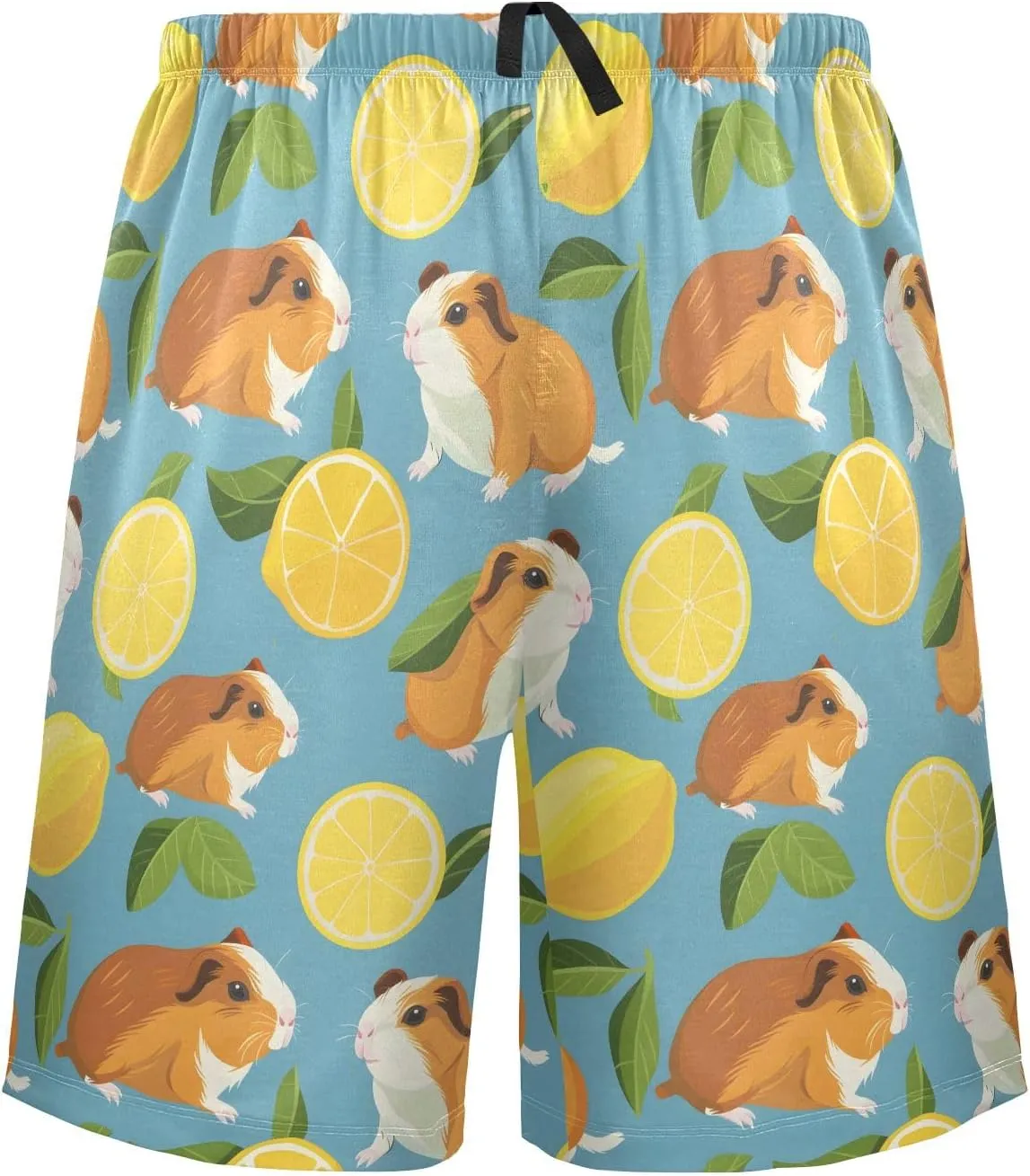 Guinea Pig Lemon Mens Pajama Shorts Soft Pants Lounge Sleepwear Bottoms with Drawstring & Pockets