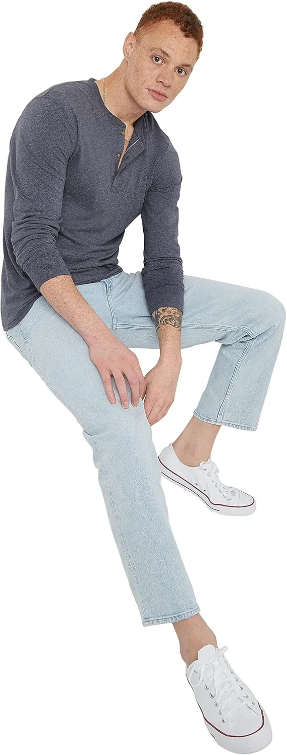 Hanes Originals Men's Tri-Blend Long Sleeve Henley T-Shirt, Lightweight Long Sleeve Tee