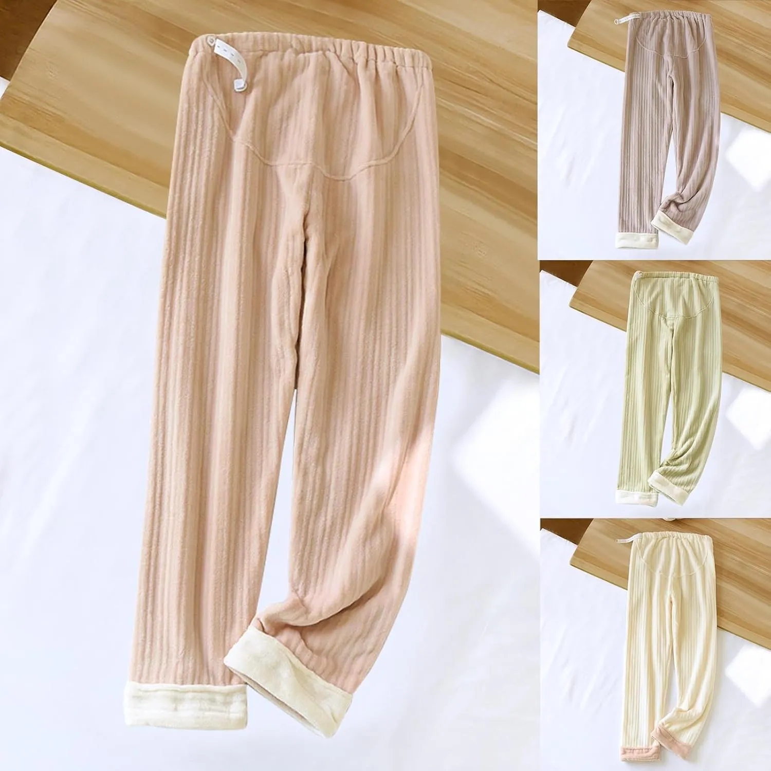 HGps8w Women's Belly Support Coral Fleece Pajama Pants Winter Warm Fuzzy Comfy Lounge Pants Soft Pjs Bottoms Sleepwear