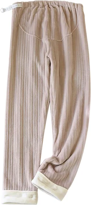 HGps8w Women's Belly Support Coral Fleece Pajama Pants Winter Warm Fuzzy Comfy Lounge Pants Soft Pjs Bottoms Sleepwear