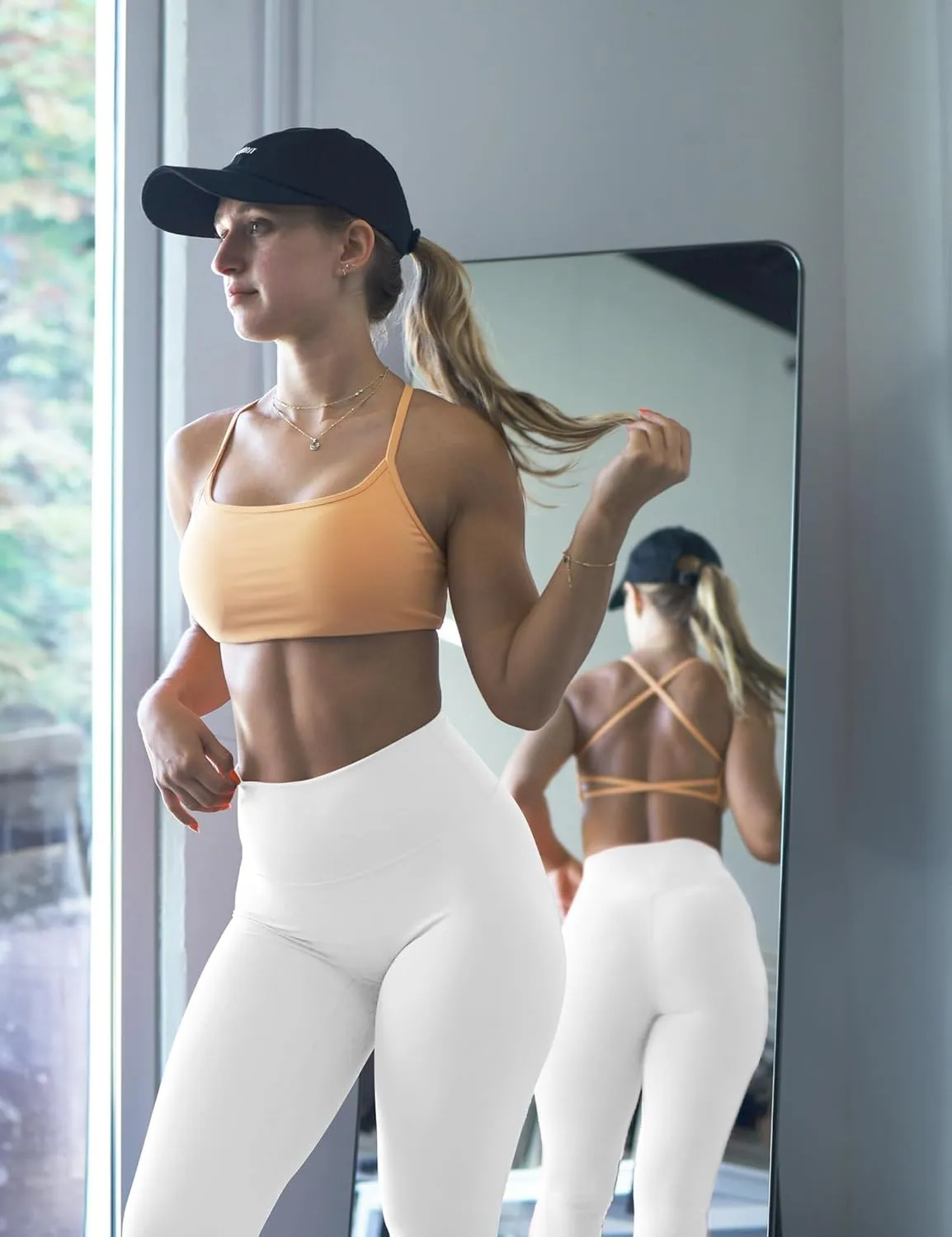 High Waisted Leggings for Women - No Front Seam Tummy Control Yoga Pants for Workout Running No See Through